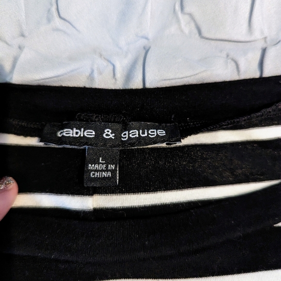 Cable & Gauge faux back button Black and White Striped shirt - L - Picture 5 of 8